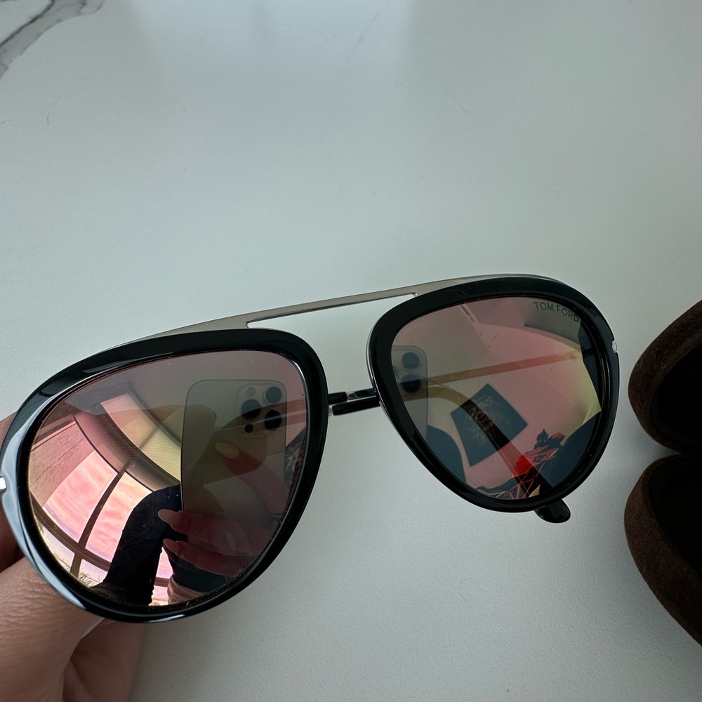 Tom Ford Black Sunglasses with Pink Lenses